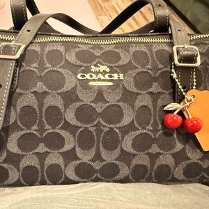 Coach Black and Gray Signature Satchel